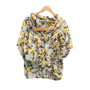 Anthropologie Lemon Graphic‎ Viscose Women's Pajama Set Size Top: 2X Shorts: XL